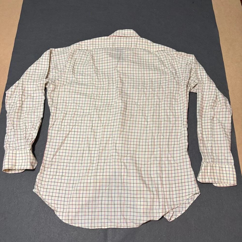 Polo Ralph Lauren Button Down Shirt Mens M Cream Check Regent Cotton Work